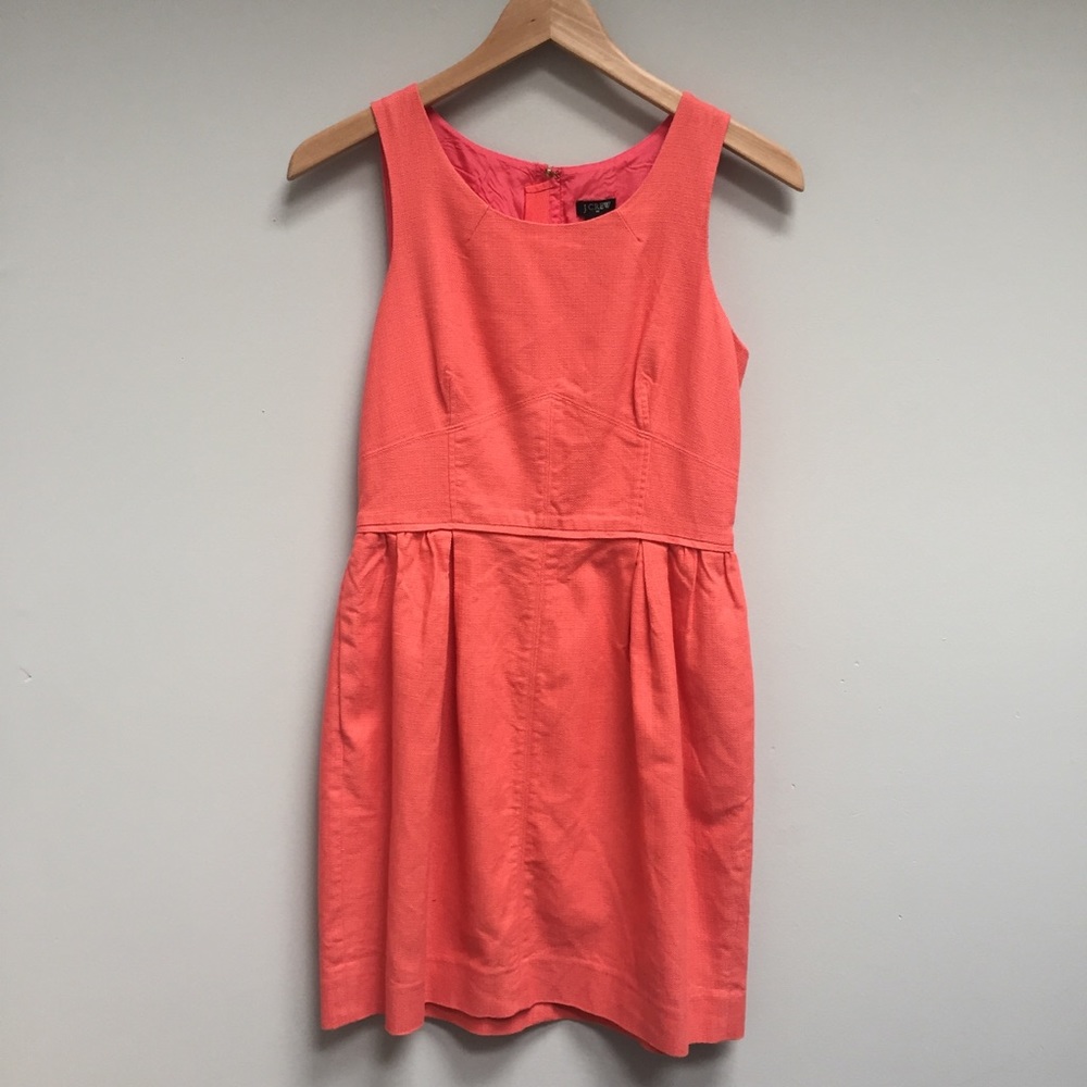 J. Crew Coral Textured Cotton Dress with Pockets